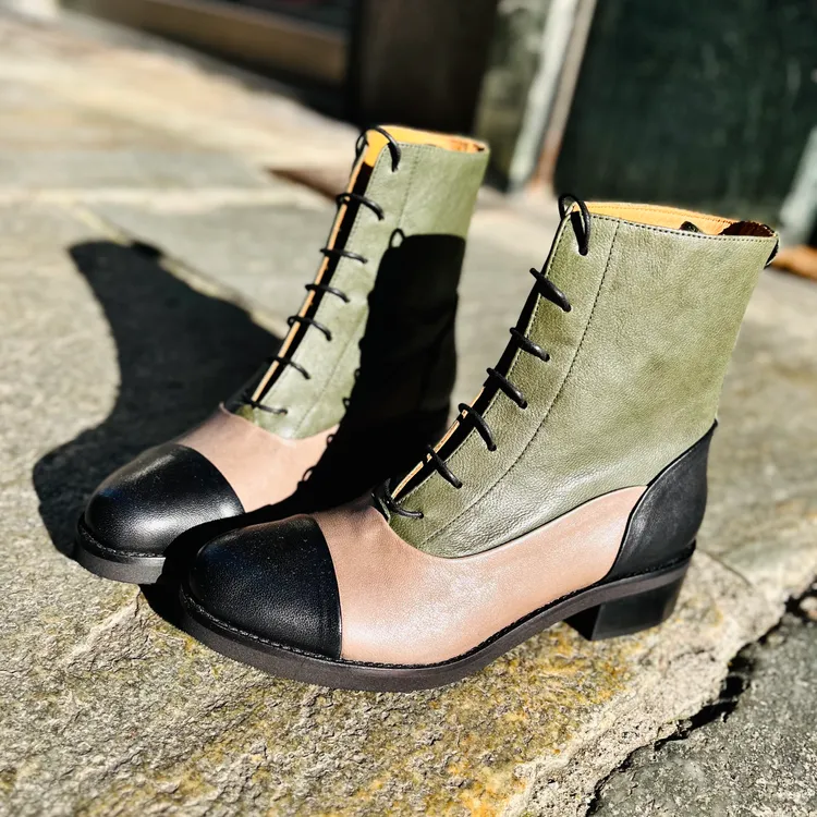 Amelia stringato - tricolor NERO, TAUPE, FORESTA