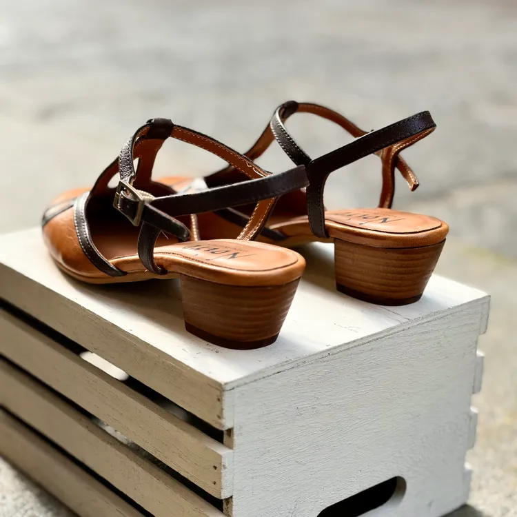 Sabot Eva - bicolor SOFT CUOIO - TESTA DI MORO