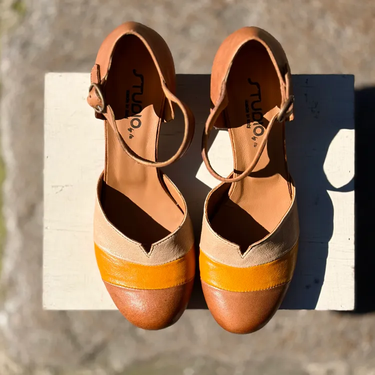 Nuvola tacco 3 cm - tricolor CUOIO - CURRY - SAFARI