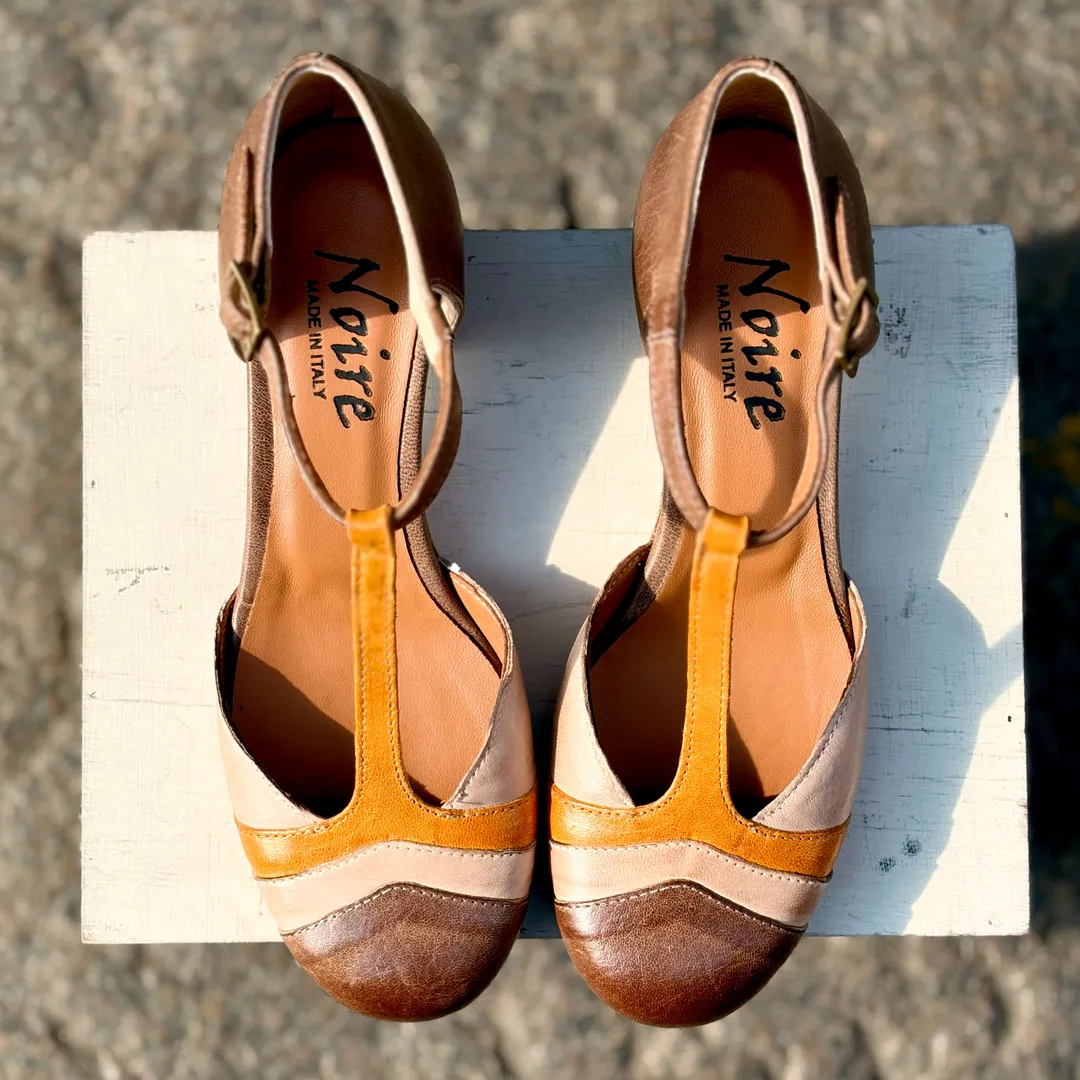 Clarissa tacco 3 cm - tricolor TAUPE/SABBIA/OCRA