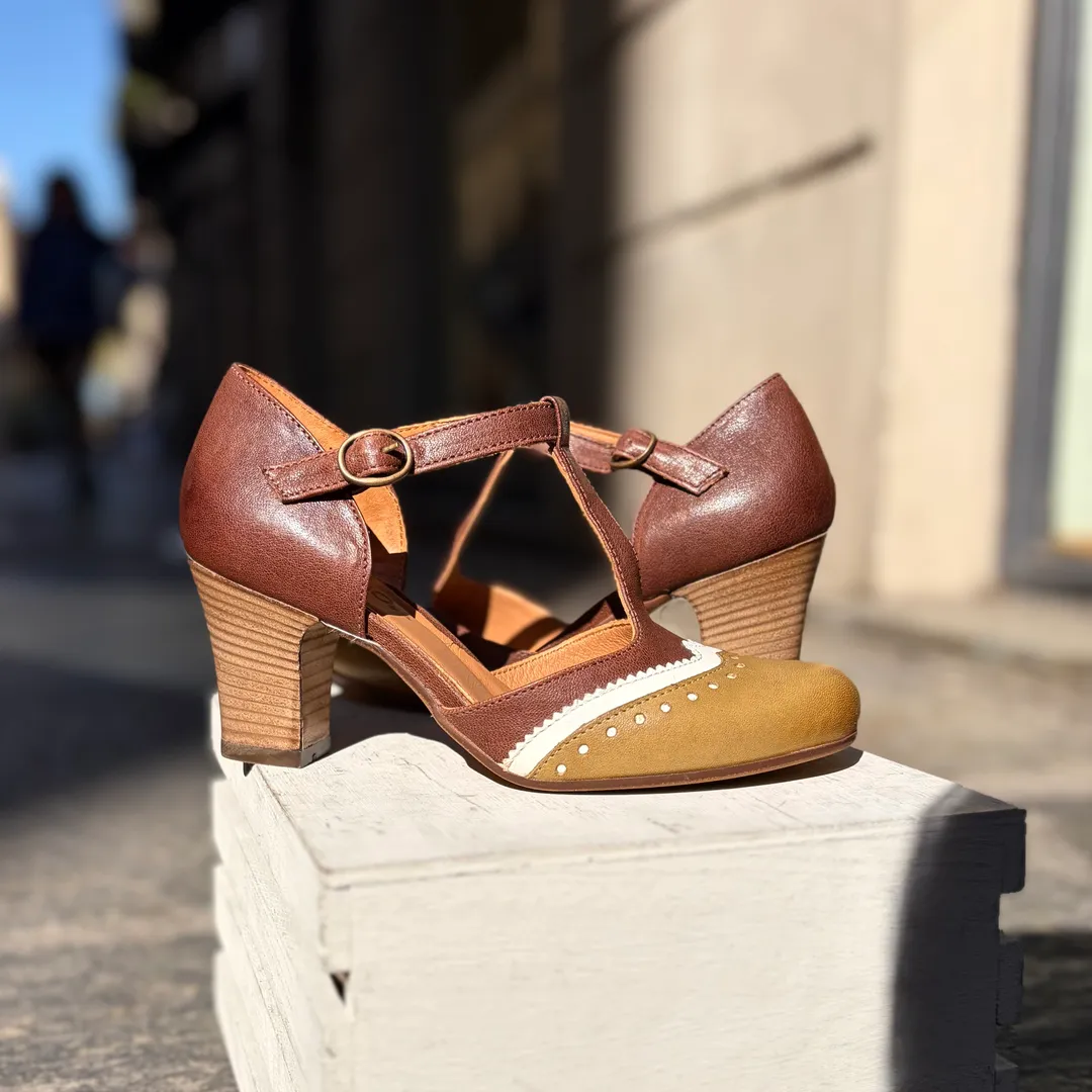 Modello Clotilde - tricolor KAKI-BIANCO-CACAO