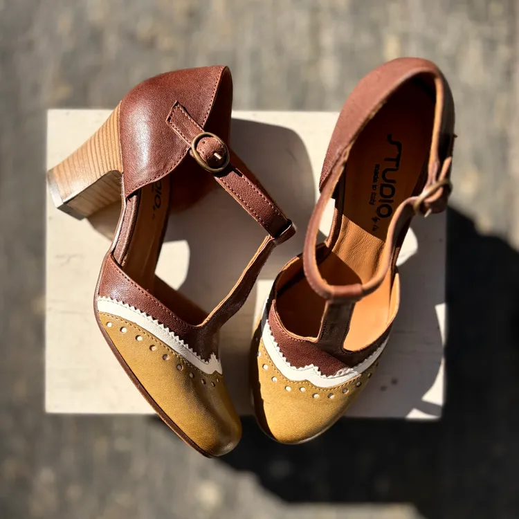 Modello Clotilde - tricolor KAKI-BIANCO-CACAO