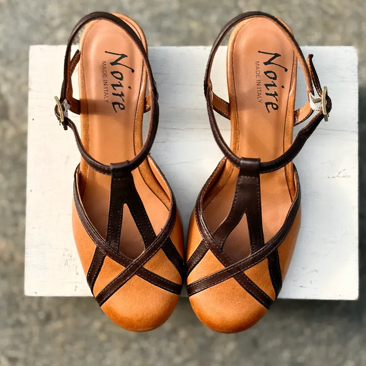 Sabot Eva - bicolor SOFT CUOIO - TESTA DI MORO