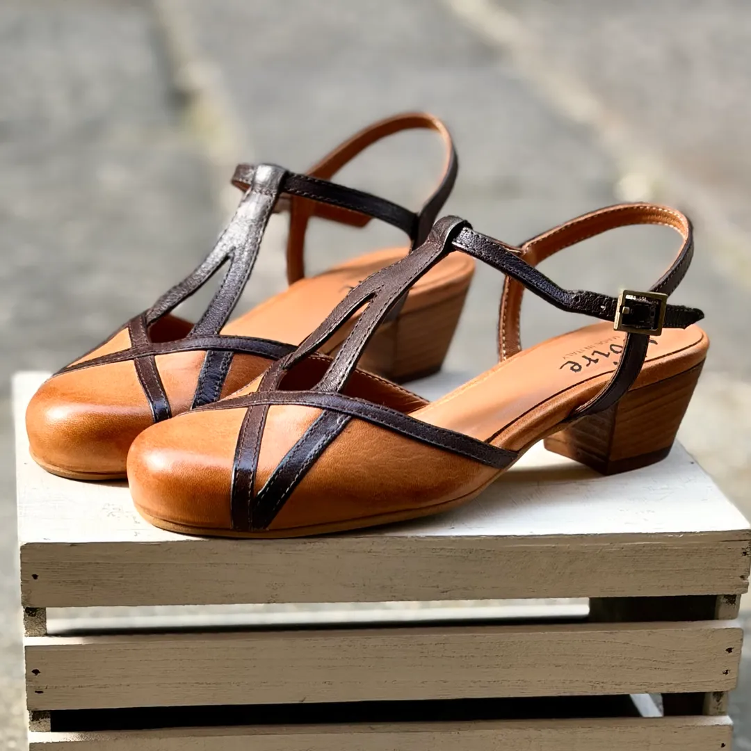 Sabot Eva - bicolor CUOIO - TESTA DI MORO